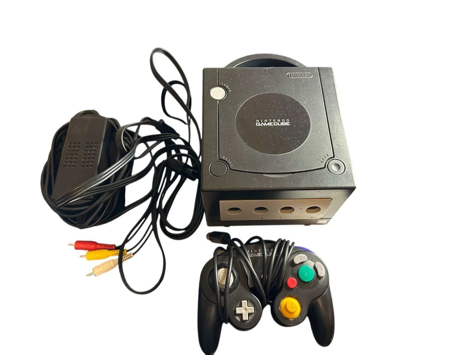 Nintendo GameCube Console and cords and controller. - Black