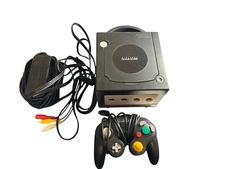 Nintendo GameCube Console and cords and controller. - Black