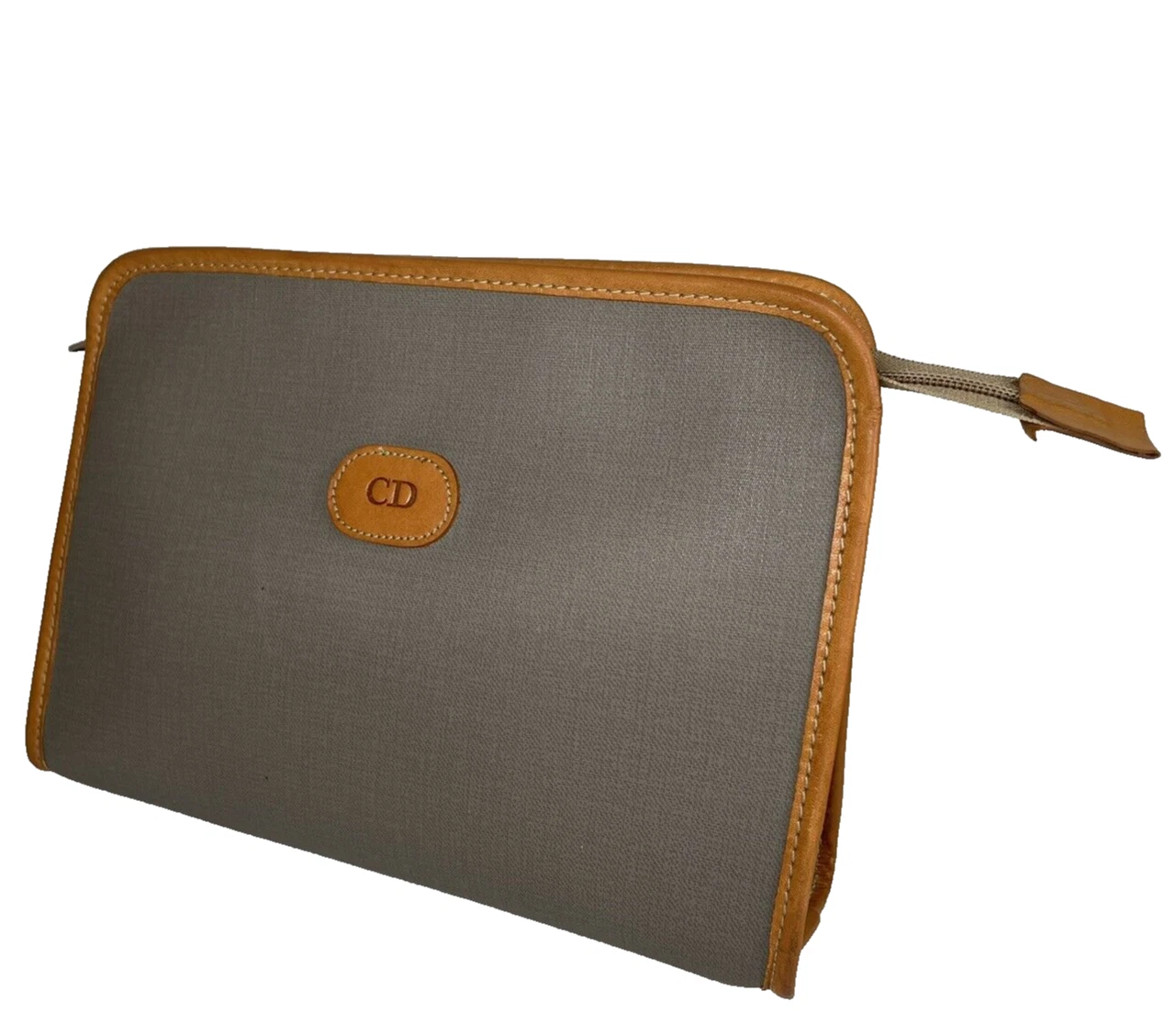 Dior Sac à Main Pochette Vintage PVC Cuir Gris Christian CD Second Bag Pochette