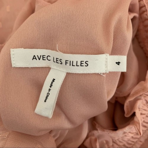 Avec Les Filles Smocked Ruffle Maxi Dress Peach Sz 4 - Picture 13 of 15