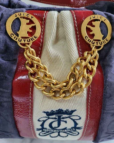 Juicy Couture Vintage Y2K Schultertasche Tasche Velour Schultertasche Navy Ge... - Bild 6 von 10