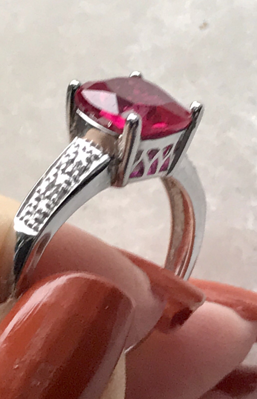 STS Sterling Silver ring Red “ Ruby”Stone size 6 - image 2