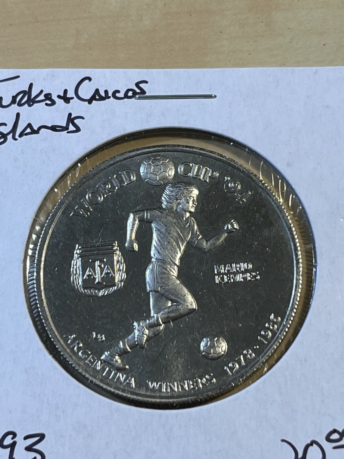 1993 Turks & Caicos 5 Crowns 94 World Cup Argentina Mario Kempes | eBay