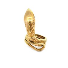 18k Gold Snake Ring Long Finger Coiled Double Band