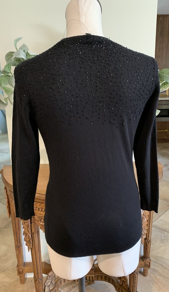 talbots women’s XS black beaded threequarter sleeve pullover sweater