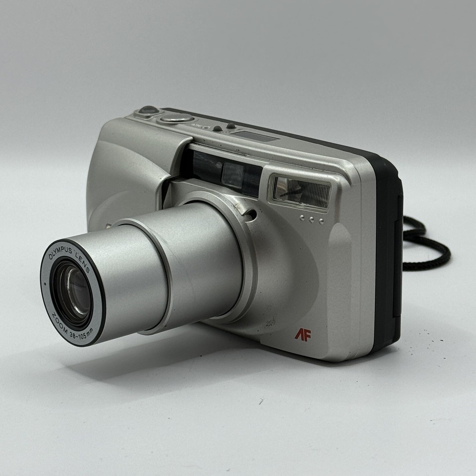 Olympus Superzoom 105G 35mm Film Point and Shoot Camera Silver With