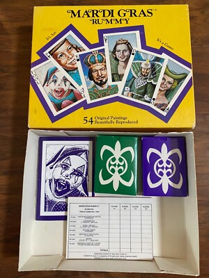 MARDI GRAS RUMMY Card Game by Geaux Games LA,Gorgeous Art, RARE 1989, Fair price