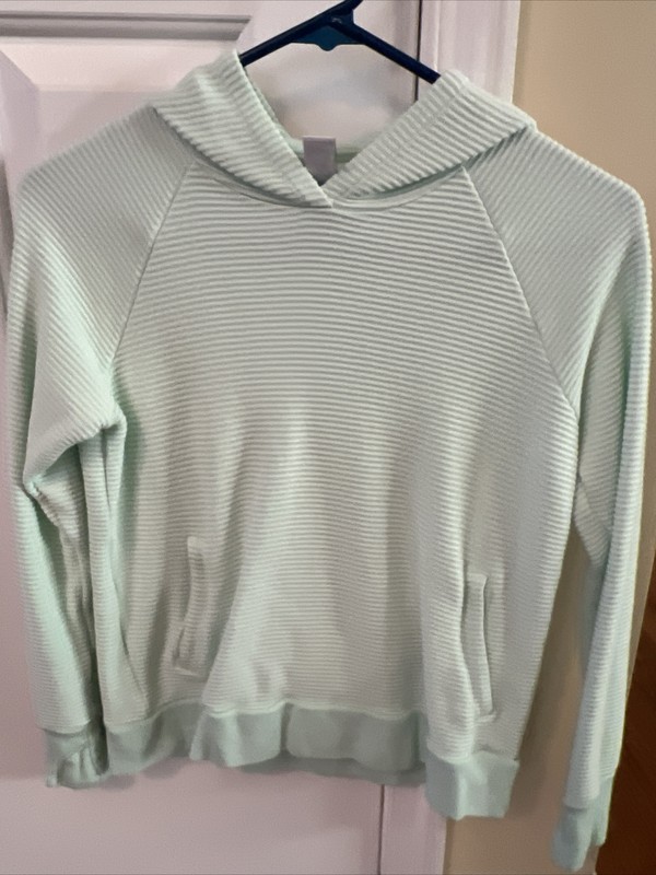 Athleta Girl Mint Green Sport Top Shirt Hooded Long XL (14) Textured