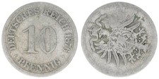 Kaiserreich 10 Pfennig 1876 D Fehlprägung ca.45 Grad Stempeldrehung* schön 76798