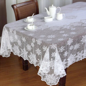 Outstanding ebay christmas tablecloths White Rectangle Lace Christmas Tablecloth Snowflake Wedding Party 59x89inch Ebay