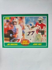 🏈 1989 Score Joe Montana & Jerry Rice Great Combos # 279 Both HOFers Must 👀