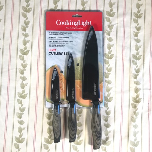 NIP Cooking Light 3 Pc Kitchen Knife Knives Cutlery Set New Unopened Chef Paring