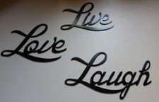 Live Love Laugh Satin Black Words 12" tall Metal Wall Art Accents