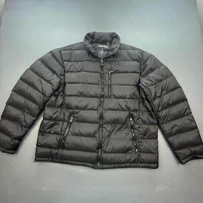 Calvin Klein Puffer Jacket Men s XL Black Packable Lightweight Down Zip Up Coat