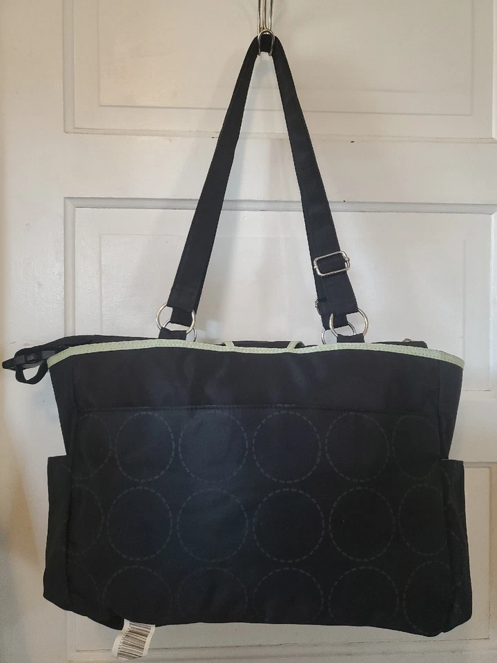 New Carters Diaper Bag LG Black Tote Organizer  Stroller Loop  CHANGING PAD - Image 2 of 4