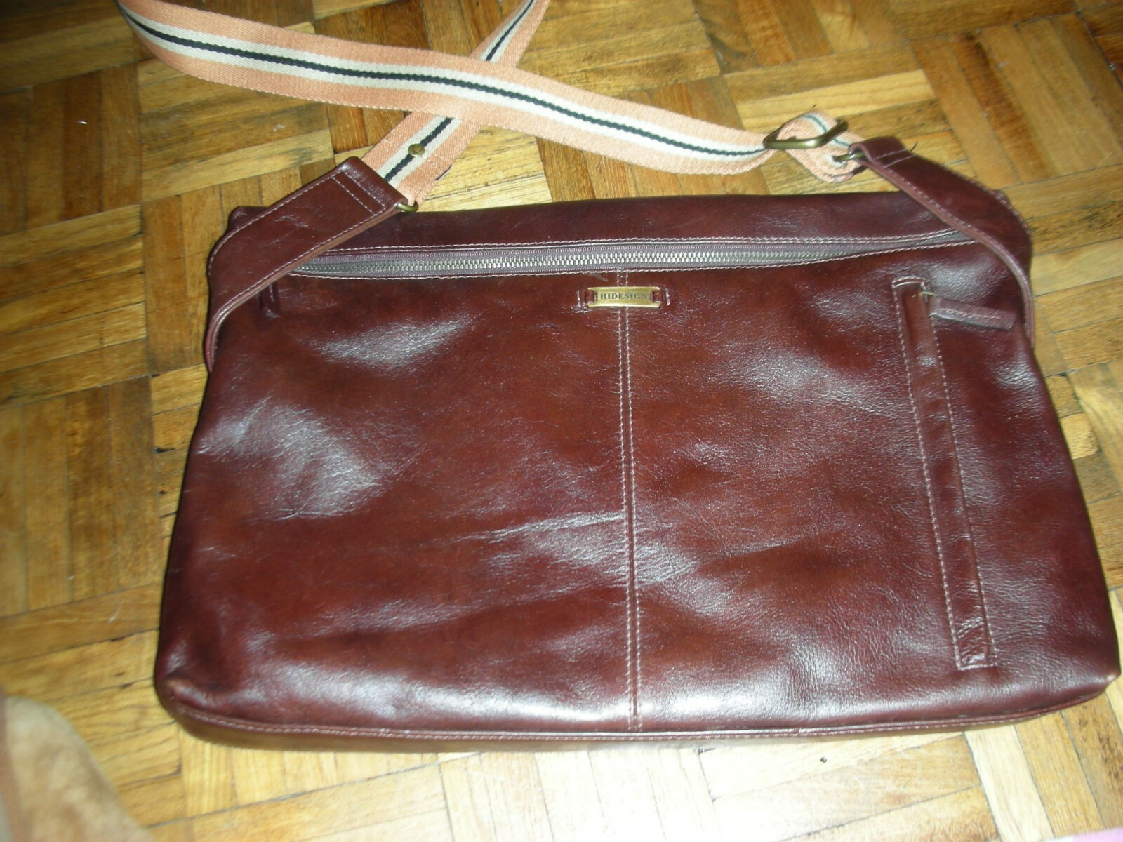 Hidesign Radley brown leather messenger bag stripe we… Gem