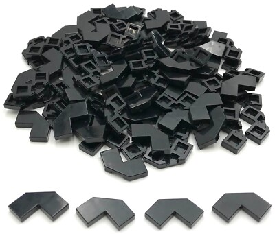 Lego 100 New Black Tiles Flat Smooth Modified Facet 2 x 2 Pieces