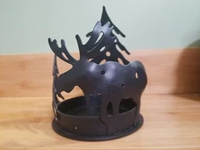 Rustic metal Candle holder Trees & Moose, Candle not included