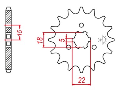 GROSSKOPF FRONT SPROCKET 423 15 KAWASAKI KX 125 '94-'08 (+2