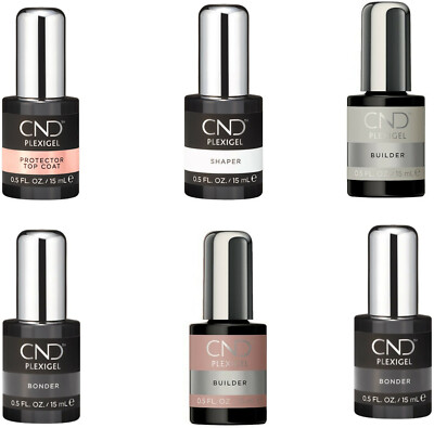 CND PLEXIGEL Bonder, Builder, Protector Top Coat, Shaper, Gel Builder. 0.5 Oz.