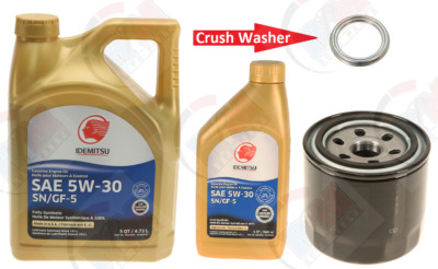 6QTS. IDEMITSU 5w-30 SYNTHETIC Oil + Oil Filter + CRUSH Washer for MITSUBISHI