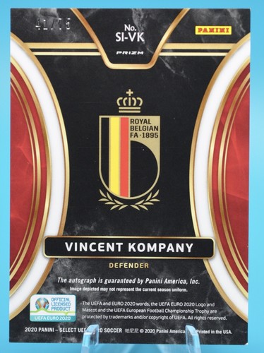 2020 Panini Select 2020 UEFA Euro Vincent Kompany Purple Prizm Auto /75 Belgium - Picture 2 of 2
