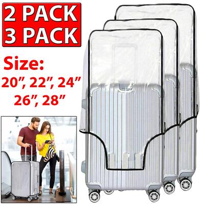 2,3 Pack Clear Transparent PVC Plastic Luggage Cover Suitcase Protector 22''-28''