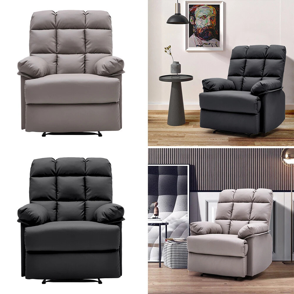 Walnew home theater pu leather recliner with padded seat 2024 and backrest in black