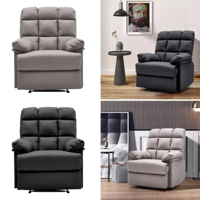 Bonded Leather Reclining Chair Padded Recliner Sofa Armchair Lounge Sleep  Chairs UK