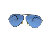 Vintage 80s Men's Sunglasses Made In Italy Large Blue Aviator