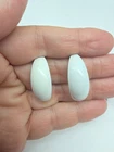White Enamel Silver Tone Metal Tapered Front Loop Pierced Earrings Vintage