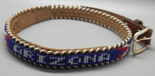Vtg Arizona Narrow Seed Beaded Native American Western Leather Belt 32  Used