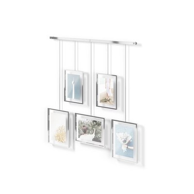 Umbra Set of 5 Exhibit Gallery Picture Frames Chrome : Wall-Mounted, Modern