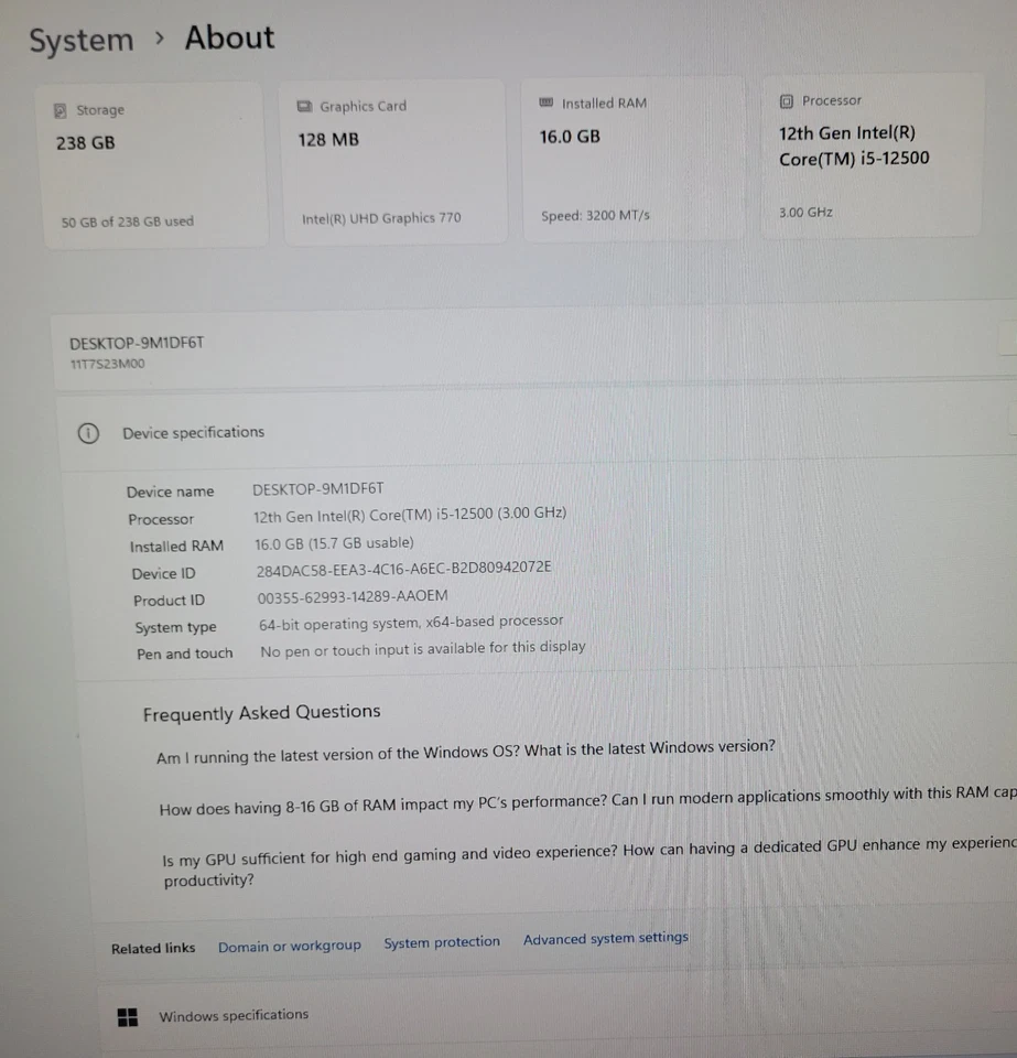 Lenovo ThinkCentre M70S Gen 3 I5-12500 16GB RAM 256GB NVMe SSD Win 11 Pro - Image 4 of 4