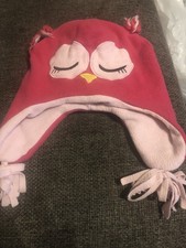Kids Stocking Cap- Pink Sleeping Owl- 2-4 Yrs- Used