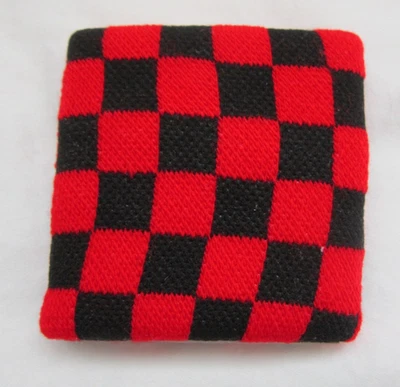 Unisex Red and Black Checker Checkered Single Wristband Sweatband-Brand New! - Picture 1 of 1