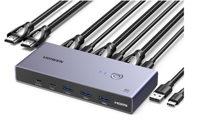 UGREEN 8K@60Hz Displayport KVM Switch, DP 1.4 KVM Switcher Support 4K@240Hz,
