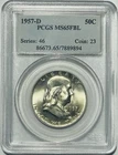 1957-D US Franklin Half Dollar 50c PCGS MS65FBL GEM UNC Series: 46 Coin: 23