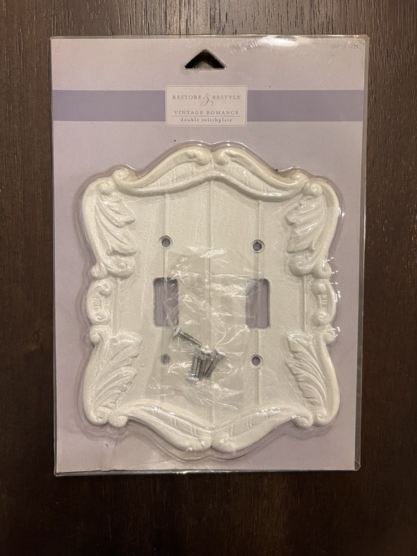 Restore & Restyle Vintage Romance Double Switch Plate Cream W/ Hardware New