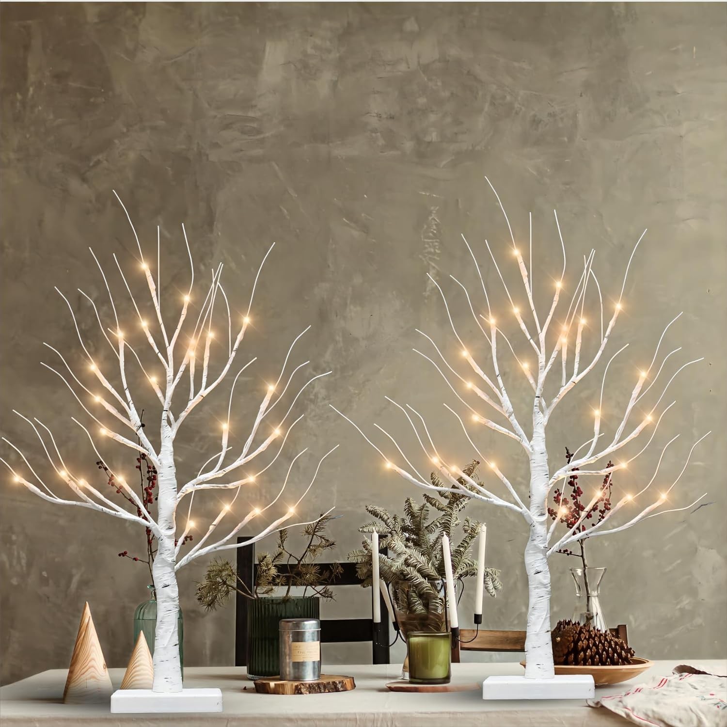 Branches de bouleau lumineuses LED blanc chaud pour ambiance cocooning salon