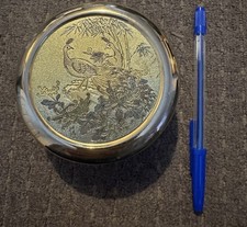 Chokin Art Ceramic Pot  – Gold Engraved Peacock.