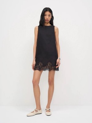 Reformation Jessalyn Black Linen Dress Lace Trim Sleeveless Casual Summer  NWT S | eBay