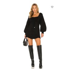 NWT Free People Women's  Emmaline Sweater Mini Dress In Black, Size XS