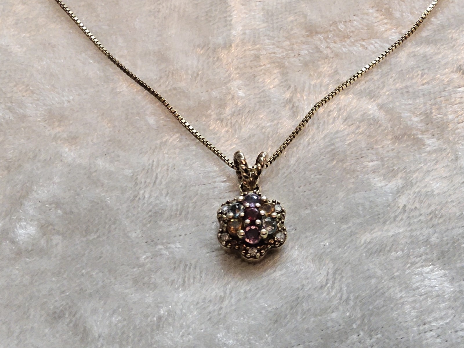 Sterling Silver Multi-Colored Gemstone Pendant Ch… - image 8