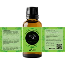 Ceylon Citronella Essential Oil 15mL – 100% Pure Steam Distilled - Aromatherapy