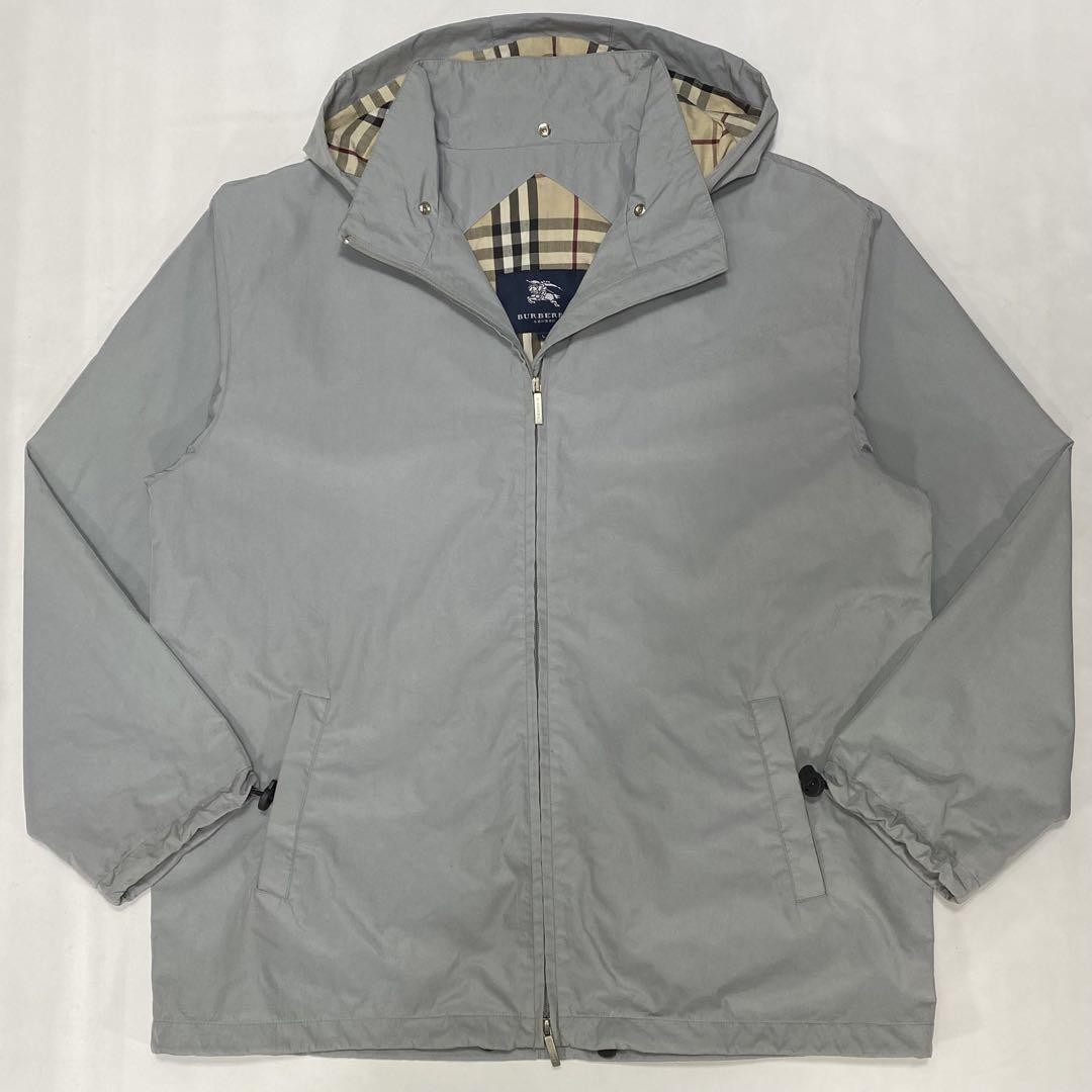 Burberry London Windbreaker Mountain Parka Jacket Gray Nylon Size L For Men