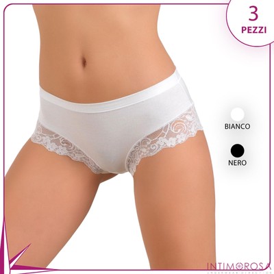 Damen Slip Low Waist Jadea 522 Baumwolle und Spitze 3 Stück