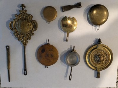 Lot of 7 Antique & Vintage Clock Pendulums + 2 other parts