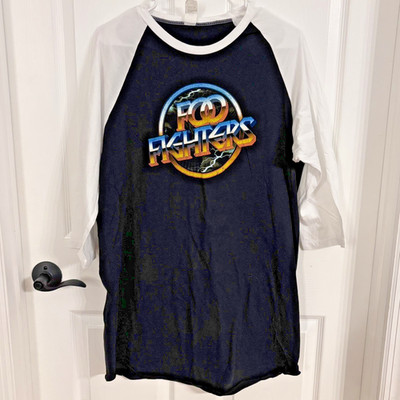 Rare vintage Foo Fighters 90s y2k band music tee Raglan shirt size XXL 2XL 3/4
