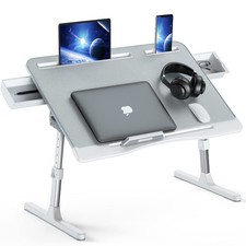 Laptop Bed Tray Desk, Foldable and Adjustable Lap Table with Heights and Angl...